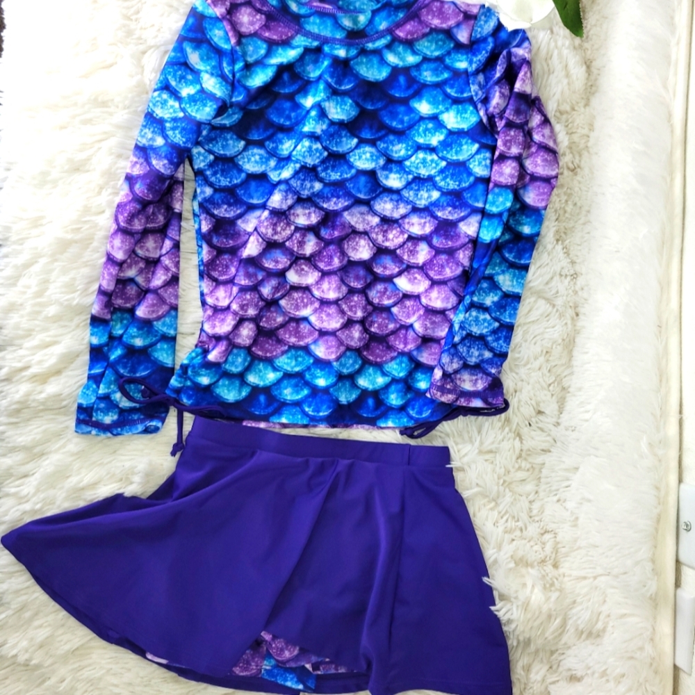 Mermaid Scales Kids Swim Set - Blue and Purple